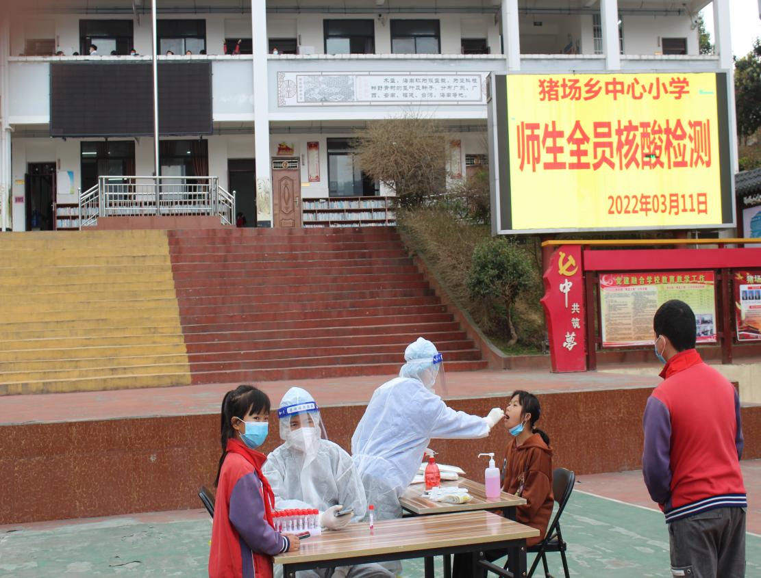 师生全员核酸检测采样现场